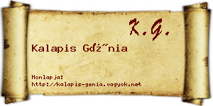Kalapis Génia névjegykártya